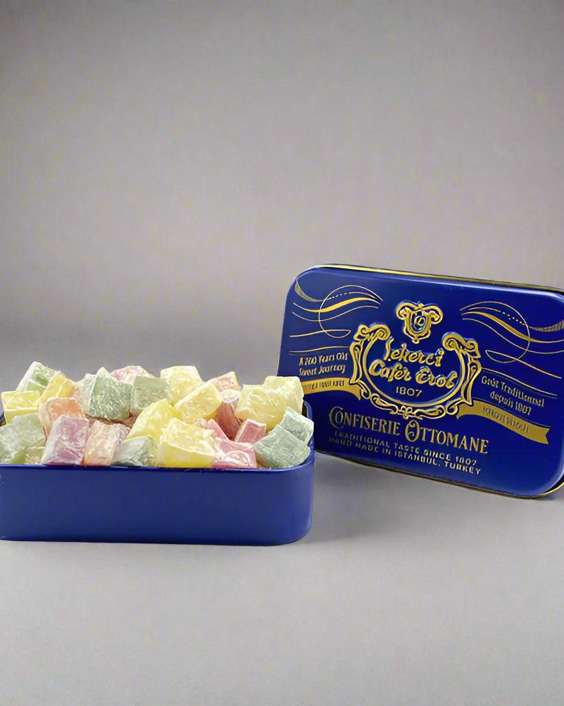 Assorted Fruit Flavoured Turkish Delight In Vintage Retro Tin Box (70gr) - 5 Pcs